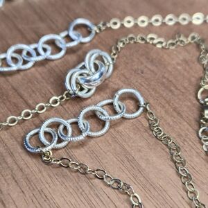 Two Tone Gold Silver Long Chain Necklace 64” Layering Boho Statement Layering